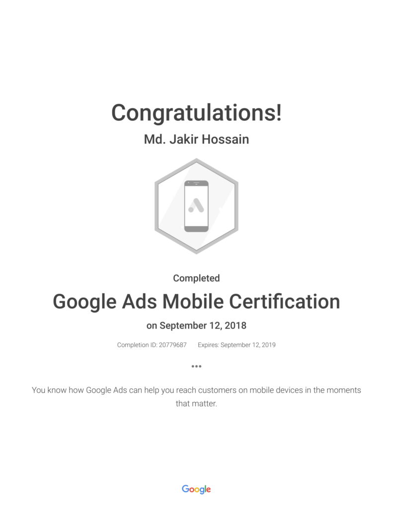 Google Ads Mobile Certification