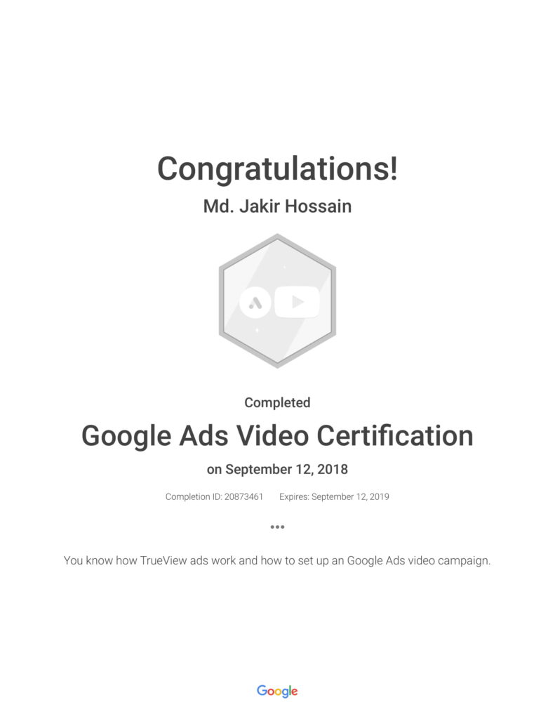 Google Ads Video Certification